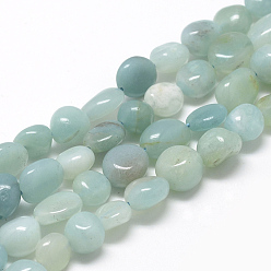 Amazonite Natural Amazonite Beads Strands, Oval, 8~15x7~12x4~12mm, Hole: 1mm, about 30~45pcs/strand, 15.7 inch