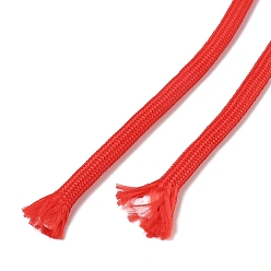 Red Polycotton Braided Cord with Inner Core, Round, for Shoe Lace Cord, Keychain Lanyard, Rope Bracelets Making, Red, 5mm, about 90~100 yards/bundle