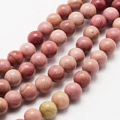 Rhodonite Natural Rhodonite Beads Strands, Round, 4mm, Hole: 0.8mm, about 85~90pcs/strand, 15 inch~16 inch((38~40.5cm)