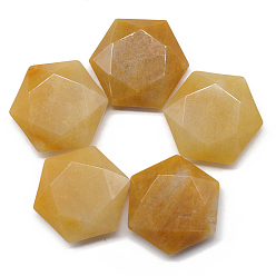 Желтый Нефрит Натуральные желтые нефритовые камни для беспокойства, массажные инструменты, граненый шестиугольник, 28x25 мм