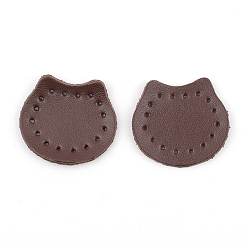 Coconut Brown Cattlehide Label Tags, Leather Patches, with Holes, for DIY Jeans, Bags, Shoes, Hat Accessories, Bear Head, Coconut Brown, 32x38x2mm