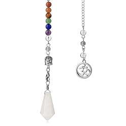 Quartz Crystal Natural Quartz Crystal Dowsing Pendulum Big Pendants, Undyed, with Platinum Plated Brass Findings, Cone Charm, 230mm
