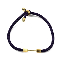 Индиго Плетеный браслет из нейлонового шнура, с латунной фурнитурой , реальный 18 k позолоченный, индиговые, 9-1/2 дюйм (24 см), ссылка: 24x4 mm