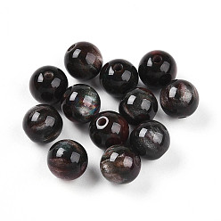 (123L) Белый крем непрозрачный блеск Бусины из cмолы, круглые, два тона, темно-серый, 8 мм, отверстие : 2 мм