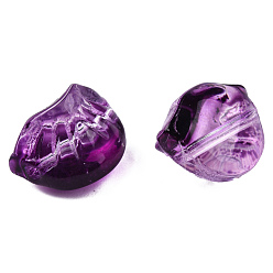 Purple Transparent Spray Painted Glass Beads, Dumplings, Purple, 10x13x9mm, Hole: 1.2mm