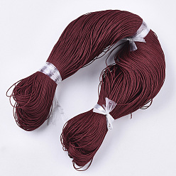 Dark Red Round Waxed Polyester Cord, Taiwan Waxed Cord, Twisted Cord, Dark Red, 1mm, about 492.12 yards(450m)/bundle