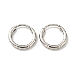 Stainless Steel Color 201 Stainless Steel Huggie Hoop Earrings, with 304 Stainless Steel Pins, Stainless Steel Color, 12 Gauge, 14x2mm, Pin: 0.8mm