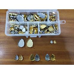 Platinum & Golden 201 Stainless Steel Sew on Prong Settings, Claw Settings for Pointed Back Rhinestone, Teardrop, Platinum & Golden, 13.5x7x3cm, 156pcs/box