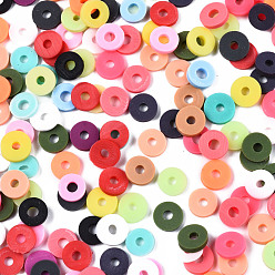 Mixed Color Handmade Polymer Clay Beads, for DIY Jewelry Crafts Supplies, Disc/Flat Round, Heishi Beads, Mixed Color, 6x1mm, Hole: 2mm, about 23500pcs/1000g