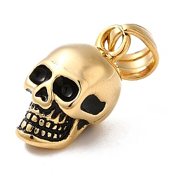 Antique Golden Ion Plating(IP) 304 Stainless Steel Pendants, Skull Charm, Antique Golden, 19x9x10mm, Hole: 6x4.5mm