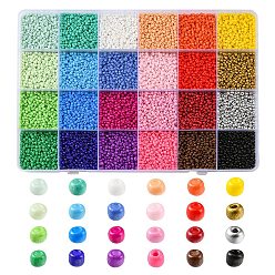 Mixed Color 312G 24 Color 8/0 Baking Paint Glass Seed Beads, Round, Mixed Color, 2mm, Hole: 1mm, 13G/color