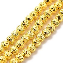 Golden Plated Electroplated Natural Lava Rock Beads Strands, Bicone, Golden Plated, 4x5mm, Hole: 0.8mm, about 90~92pcs/strand, 15.75 inch(40cm)