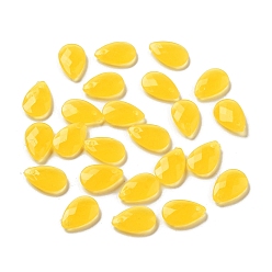 Gold Opaque Acrylic Charms, Faceted, Teardrop Charms, Gold, 13x8x3mm, Hole: 1.4mm