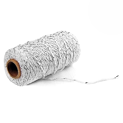 WhiteSmoke 100M Macrame 2-Ply Cotton Braid Thread, with Spool, Round, WhiteSmoke, 2mm, about 109.36 Yards(100m)/Roll