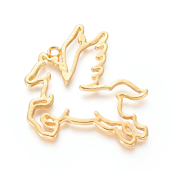 Golden Zinc Alloy Open Back Bezel Pendants, For DIY UV Resin, Epoxy Resin, Pressed Flower Jewelry, Pegasus, Golden, 44.5x43x2mm, Hole: 2.5~3mm