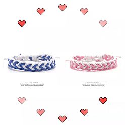 Pink and white + blue and white couple pair Simple Braided Bracelet for Couples, Friends - Minimalist, Trendy, Handmade.