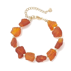 Янтарный Браслеты из необработанного натурального янтаря и гальванически покрытых немагнитных синтетических гематитовых бусин для женщин, самородки, 7.28 дюйм (18.5 см)