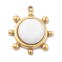 Белый Нефрит Подвески из натурального белого нефрита, 304 подвески-солнце из нержавеющей стали, ионное покрытие (ip), реальный 14 k позолоченный, 19.5x17x4.5 мм, отверстие : 1 мм