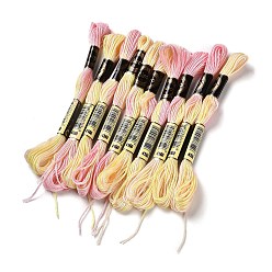 Champagne Yellow 10 Skeins 6-Ply Polyester Embroidery Floss, Cross Stitch Threads, Segment Dyed, Champagne Yellow, 0.5mm, about 8.75 Yards(8m)/skein