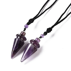 Amethyst Natural Amethyst Pendant Necklace with Nylon Cord for Women, 32.28~34.25 inch(82~87cm)