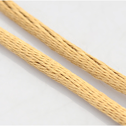 Pale Goldenrod Macrame Rattail Chinese Knot Making Cords Round Nylon Braided String Threads, Satin Cord, Pale Goldenrod, 2mm, about 10.93 yards(10m)/roll
