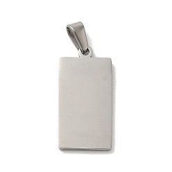 Stainless Steel Color 304 Stainless Steel Stamping Blank Tag Pendants, Rectangle Charm, Stainless Steel Color, 22.5x11x1.5mm, Hole: 2x5mm