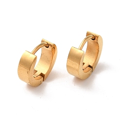 Golden Polishing Ion Plating(IP) 304 Stainless Steel Hoop Earrings, Golden, 9x3mm