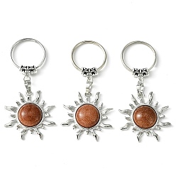 Камень с Пылевым Золотом Брелок-подвеска от солнца из синтетического золота и латуни, с латунной фурнитурой платинового цвета, для украшения сумки, ювелирных изделий, подарка, 7.5 см