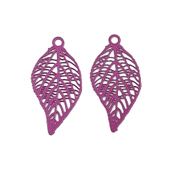 Средний Фиолетово-красный Аэрозольная краска 430 подвески из нержавеющей стали, лист, средне фиолетовый красный, 19x9.5x0.3 мм, отверстие : 1.2 мм