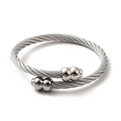 Stainless Steel Color 304 Stainless Steel Twist Rope Open Cuff Bangle, Torque Bangle for Women, Stainless Steel Color, Inner Diameter: 2 inch(5.1cm)