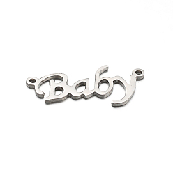 Stainless Steel Color 304 Stainless Steel Pendants, Word Baby, Stainless Steel Color, 12x21x1mm, Hole: 1mm