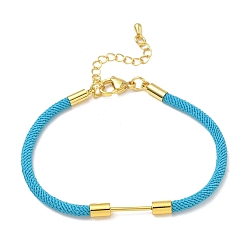 Deep Sky Blue Nylon Cord Bracelet Making, with Brass Beadable Bar, Golden, Deep Sky Blue, 6.89x0.16 inch(17.5x0.4cm)