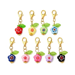 Золотой Подвеска из акрилового цветка, Сплав с застежками, золотые, 31.5 мм