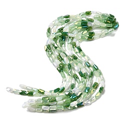 Зеленый Стеклянные бусины с гальваническим покрытием , граненые, прямоугольные, зелёные, 7x4.5x3.5 мм, отверстие : 1 мм, около 30 шт / нитка, 8.35'' (21.2 см)