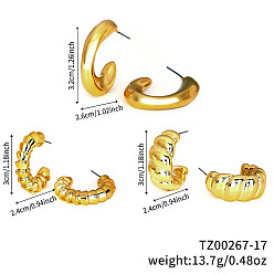 Золотой 3 пары элегантных модных пластиковых сережек, c-образный, золотые, 32~30x26~24 мм