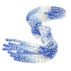 Королевский синий Стеклянные бусины с гальваническим покрытием , круглые, граненый(32 граненый), градиент цвета, королевский синий, 8 мм, отверстие : 1.2 мм, около 48 шт / нитка, 13.98'' (35.5 см)