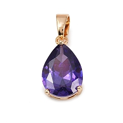 Средний Фиолетовый Кулон из циркония, слезинки, долговечный, без свинца и без кадмия, средне фиолетовый, 18x10x6 мм, отверстие : 5x3 мм