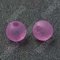 Medium Orchid Transparent Acrylic Beads, Round, Frosted, Violet, 4mm, Hole: 1mm, about 14000pcs/500g