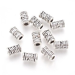 Antique Silver Tibetan Style Alloy Beads, Grooved Beads, Column, Cadmium Free & Lead Free, Antique Silver, 9x5.5mm, Hole: 3mm