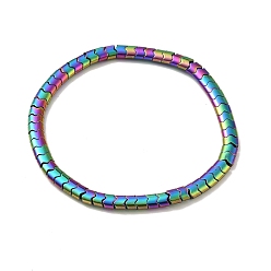 Rainbow Plated PVD Vacuum Plating Non-magnetic Synthetic Hematite Stretch Bracelets, Multi-color Plated, 1/4x1/8 inch(0.5x0.3cm), Inner Diameter: 2-5/8~2-7/8 inch(6.8~7.2cm)