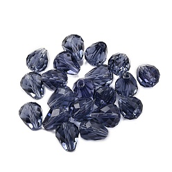 Прусский Синий Имитация Австрийские кристаллические шарики, класс AAA, к 9 стекло, граненые, капля, берлинская лазурь, 10x12 мм, отверстие : 0.9~1.5 мм