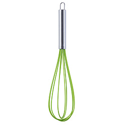 Зеленый газон 201 взбиватель яиц из нержавеющей стали, с силиконовой головкой, инструмент для выпечки своими руками, зеленый газон, 300x70 мм