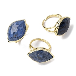 дюмортьерит Конский глаз натуральный дюмортьерит манжеты кольца, латунные регулируемые кольца для женщин, золотые, 28x19.5 мм, размер США 9 3/4 (19.5 мм)