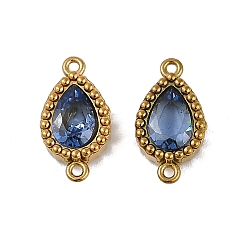 Васильковый Ионное покрытие (ip) 304 подвески-подвески из нержавеющей стали с кубическим цирконием в форме капли, реальный 18 k позолоченный, васильковый, 12.5x6.5x2.5 мм, отверстие : 0.8 мм