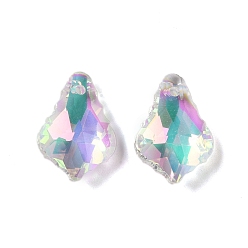 Прозрачный АВ AB цвет гальваническим Гальваническим стеклянные подвески, граненые, лист, ясно AB, 16x11x6 мм, отверстие : 1 мм