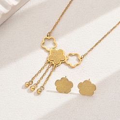 Настоящее золото 18K Элегантный и милый женский комплект из серег и ожерелья с кисточками из нержавеющей стали, реальный 201 k позолоченный