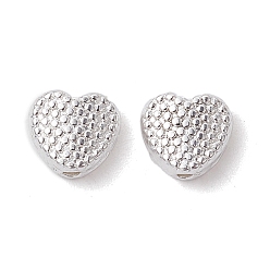 Silver Alloy Spacer Beads, Long-Lasting Plated, Heart, Silver, 7x7.5x3mm, Hole: 1.2mm