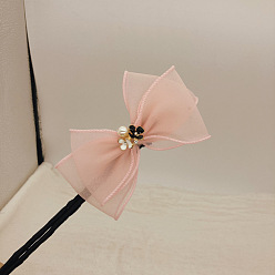 03# Pink Шикарный пучок для волос с бантиком для создания легких элегантных причесок - летний сетчатый головной убор в виде бабочки