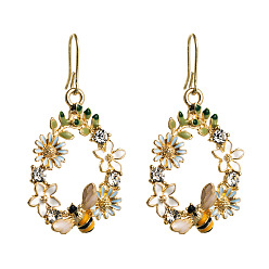 colorful Colorful Butterfly and Bee Oil Drop Alloy Earrings with Diamonds for Women