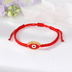 Red eyelashes eyes Retro Eyelash Eye Bracelet with Devil Pendant, Handmade Adjustable Woven Jewelry